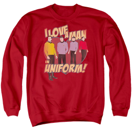 Star Trek Man In Uniform Men's Crewneck Sweatshirt Men's Crewneck Sweatshirt Star Trek   