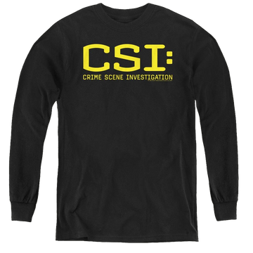 Black youth long sleeve t-shirt with CSI Logo graphic