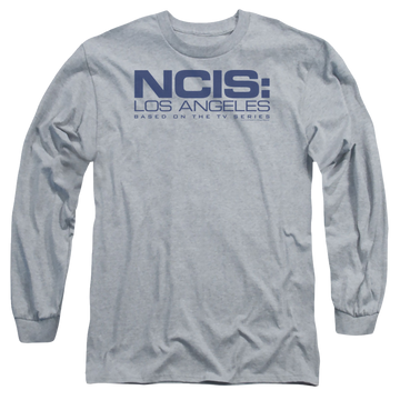 Athletic heather men's long sleeve t-shirt with NCIS Los Angeles Logo graphic