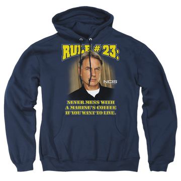 Navy pullover hoodie with NCIS Rule 23 graphic