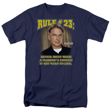 Navy men's regular fit t-shirt with NCIS Rule 23 graphic