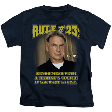 Navy kid's t-shirt for ages 4 to 7 with NCIS Rule 23 graphic