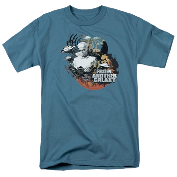 Slate men's regular fit t-shirt with The Twilight Zone From Another Galaxy graphic