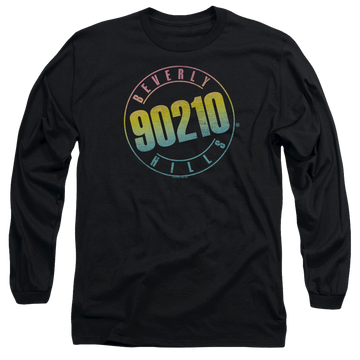 Black men's long sleeve t-shirt with Beverly Hills 90210 Color Blend Logo graphic
