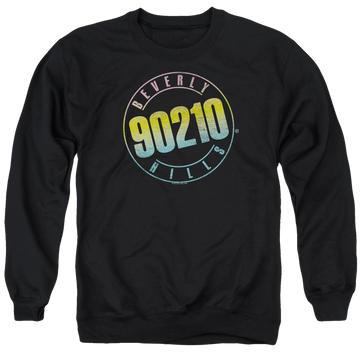 Black men's crewneck sweatshirt with Beverly Hills 90210 Color Blend Logo graphic
