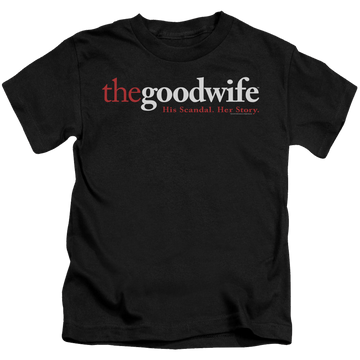 Black kid's t-shirt for ages 4 to 7 with The Good Wife Logo graphic