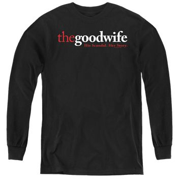 Black youth long sleeve t-shirt with The Good Wife Logo graphic