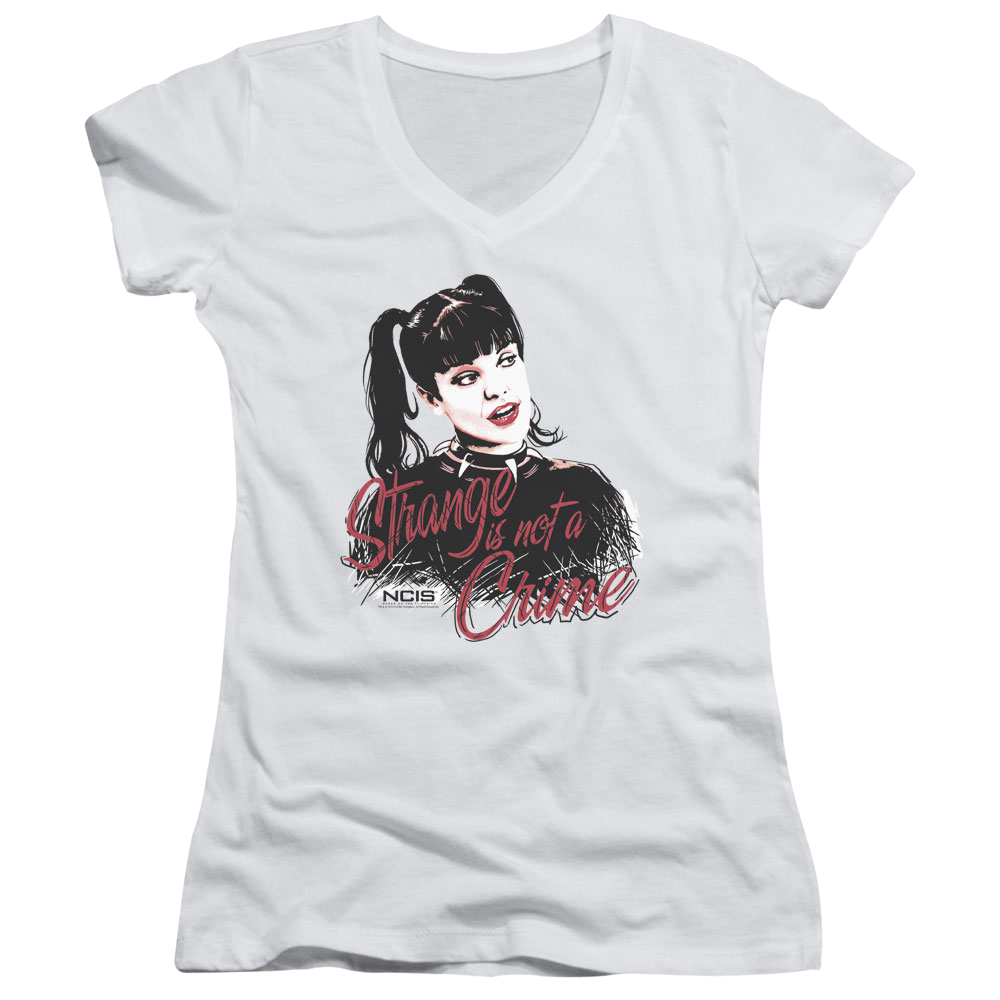 NCIS Strange Is Not A Crime - Juniors V-Neck T-Shirt Juniors V-Neck T-Shirt NCIS   