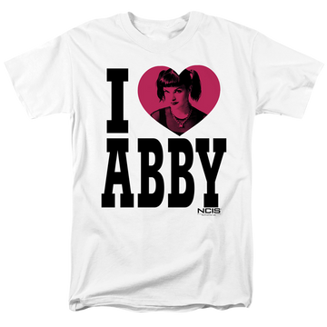 White men's regular fit t-shirt with NCIS I Heart Abby graphic