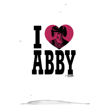 White kid's t-shirt for ages 4 to 7 with NCIS I Heart Abby graphic