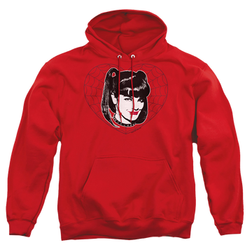 Red pullover hoodie with NCIS Abby Heart graphic