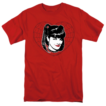 Red men's regular fit t-shirt with NCIS Abby Heart graphic