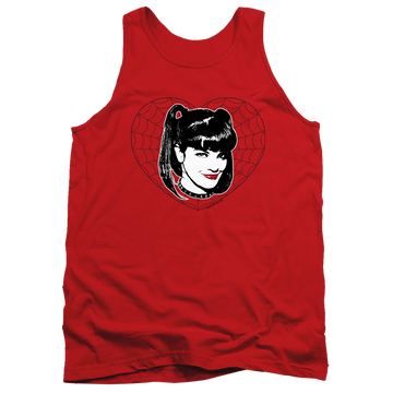Red men's tank with NCIS Abby Heart graphic
