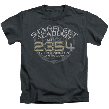 Charcoal kid's t-shirt for ages 4 to 7 with Star Trek Deep Space Nine Sisko Graduation graphic