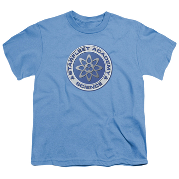 Carolina blue youth t-shirt for ages 8 to 12 with Star Trek The Original Series Science graphic