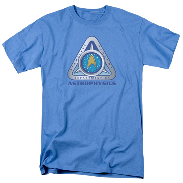 Carolina blue men's regular fit t-shirt with Star Trek The Original Series Astrophysics graphic