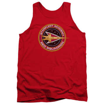 Red men's tank with Star Trek Red Squadron graphic