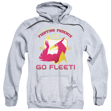 Athletic heather pullover hoodie with Star Trek The Original Series Fighting Phoenix graphic