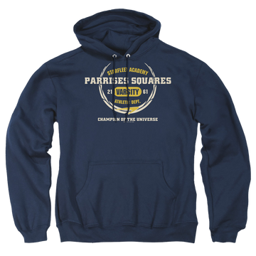 Navy pullover hoodie with Star Trek Parrises Squares graphic