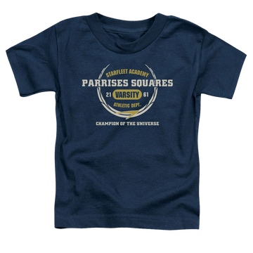 Navy toddler t-shirt with Star Trek Parrises Squares graphic