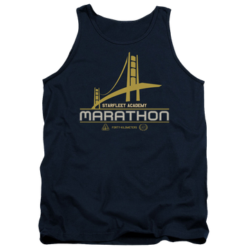 Navy men's tank with Star Trek Marathon Logo graphic