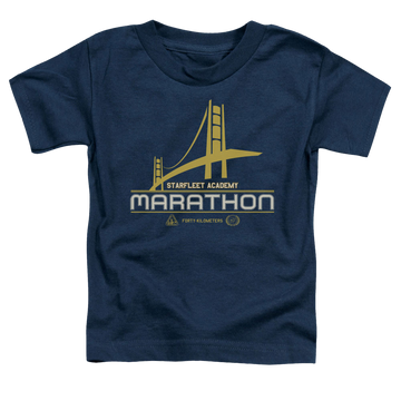 Navy toddler t-shirt with Star Trek Marathon Logo graphic