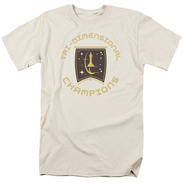 Cream men's regular fit t-shirt with Star Trek Tri Dimensional Champs graphic