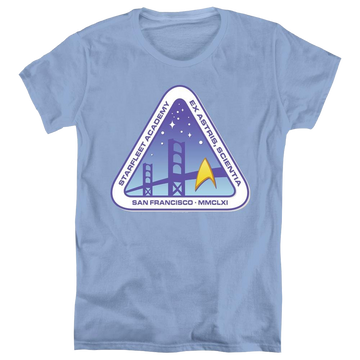 Carolina blue women's t-shirt with Star Trek The Original Series Color Logo graphic