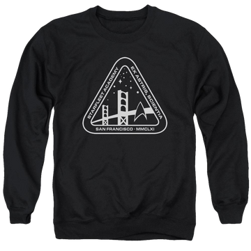 Black men's crewneck sweatshirt with Star Trek White Academy Logo graphic