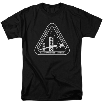 Black men's regular fit t-shirt with Star Trek White Academy Logo graphic