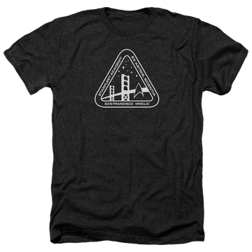 Charcoal men's heather t-shirt with Star Trek White Academy Logo graphic