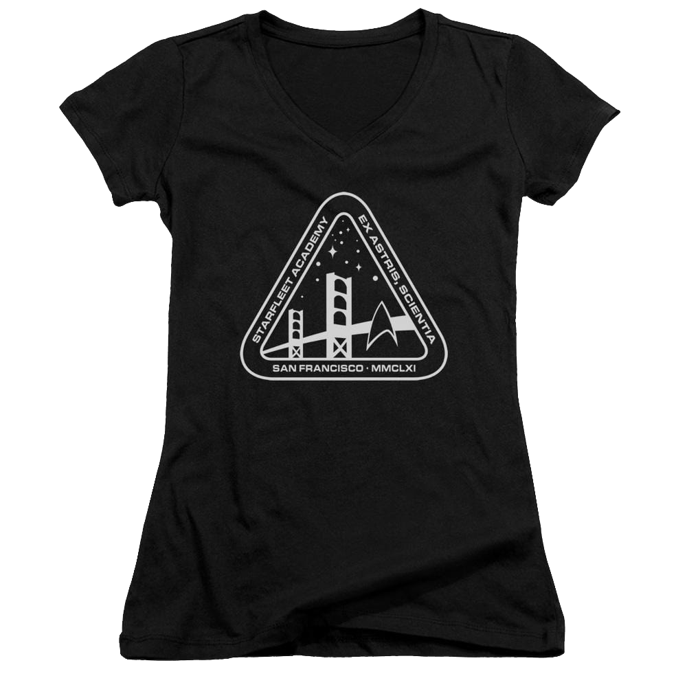 Star Trek White Academy Logo Juniors V-Neck T-Shirt Juniors V-Neck T-Shirt Star Trek   
