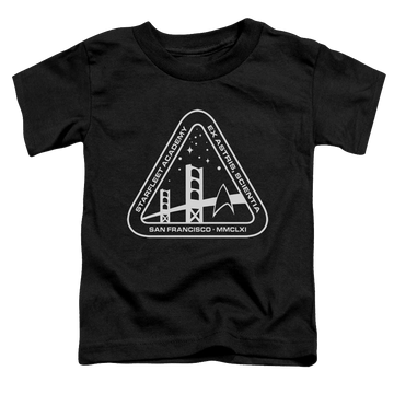 Black toddler t-shirt with Star Trek White Academy Logo graphic
