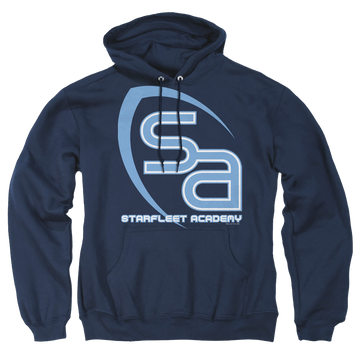 Navy pullover hoodie with Star Trek Sa Logo graphic