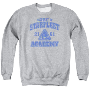Athletic heather men's crewneck sweatshirt with Star Trek Old School graphic