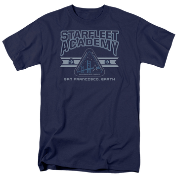 Navy men's regular fit t-shirt with Star Trek Starfleet Academy Earth graphic