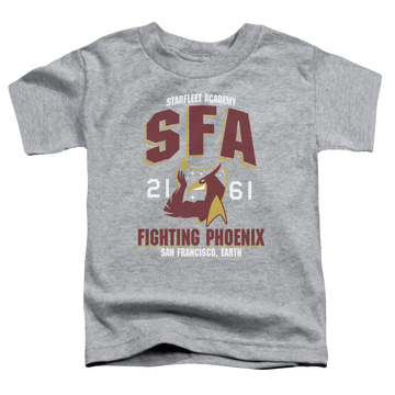 Athletic heather toddler t-shirt with Star Trek Sfa Fighting Phoenix graphic