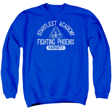 Royal men's crewneck sweatshirt with Star Trek Varsity graphic