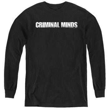 Black youth long sleeve t-shirt with Criminal Minds Logo graphic