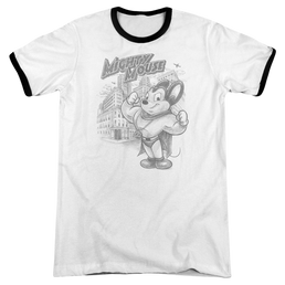 Mighty Mouse Protect And Serve Men's Ringer T-Shirt Men's Ringer T-Shirt Mighty Mouse   