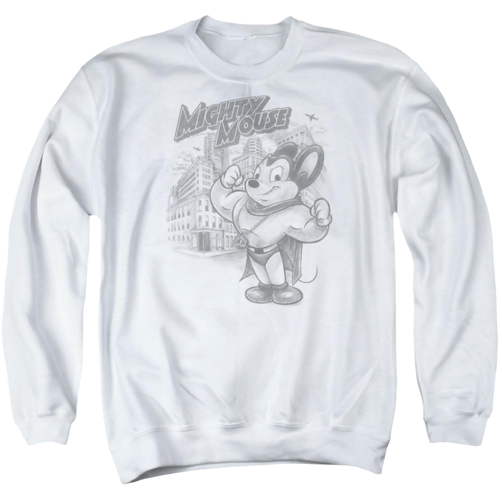 Mighty Mouse Protect And Serve Men's Crewneck Sweatshirt Men's Crewneck Sweatshirt Mighty Mouse   