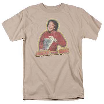 Sand men's regular fit t-shirt with Mork & Mindy Mork Iron On graphic
