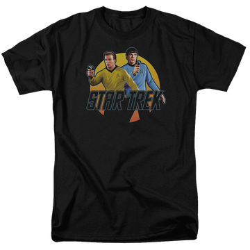 Black men's regular fit t-shirt with Star Trek Phasers Ready graphic