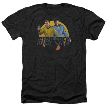 Charcoal men's heather t-shirt with Star Trek Phasers Ready graphic