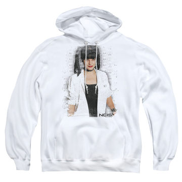 White pullover hoodie with NCIS Abby Skulls graphic