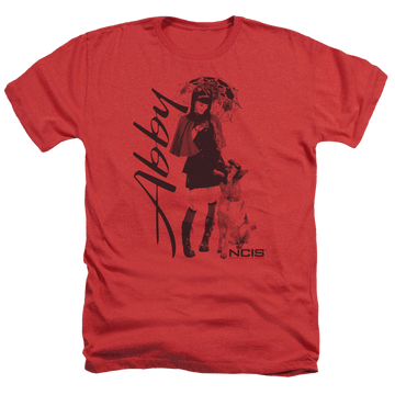 Red men's heather t-shirt with NCIS Sunny Day graphic