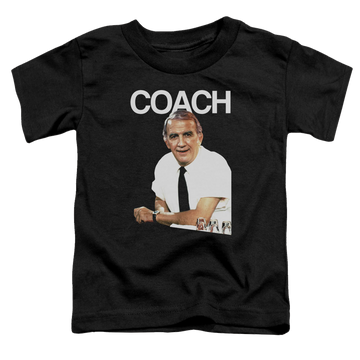 Black toddler t-shirt with Cheers Coach graphic