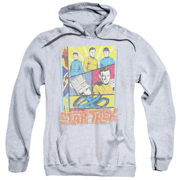 Athletic heather pullover hoodie with Star Trek The Original Series Vintage Collage graphic