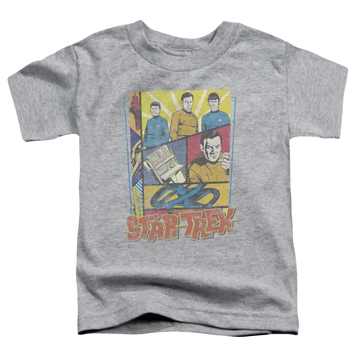 Athletic heather toddler t-shirt with Star Trek Vintage Collage graphic
