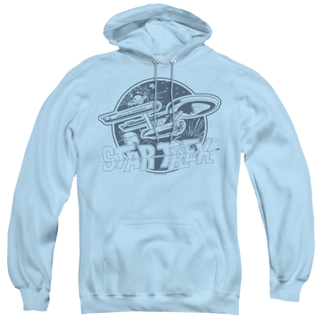 Light blue pullover hoodie with Star Trek The Original Series Retro Enterprise graphic
